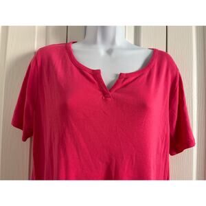 By Chico’s Notched Neck Cotton Short Sleeve Tee size 8-10 regular Tall (2) Pink